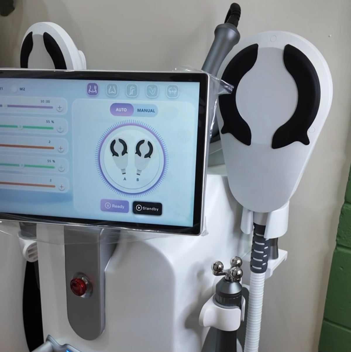 EMS body sculpting applicators used for targeted muscle stimulation