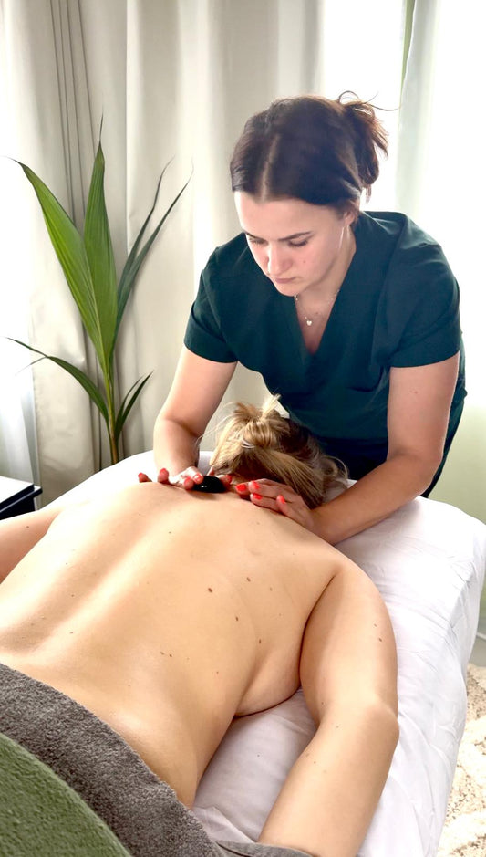 Experience deep relaxation with hot stone therapy and body scrub treatment. Exfoliation, muscle relief, and radiant skin. Book now!
